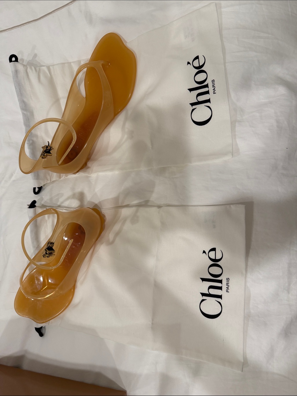 Chlo Amber Translucent Jelly Slingback Sandals